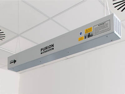 instalació de lamparas UVC-PURION para desinfectar el aire con sistemas autonomos